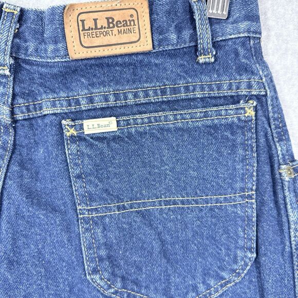 VTG 90s LL Bean Pleated Front Mom Jeans Womens 12 High Waist Tapered Leg Denim - Picture 6 of 11